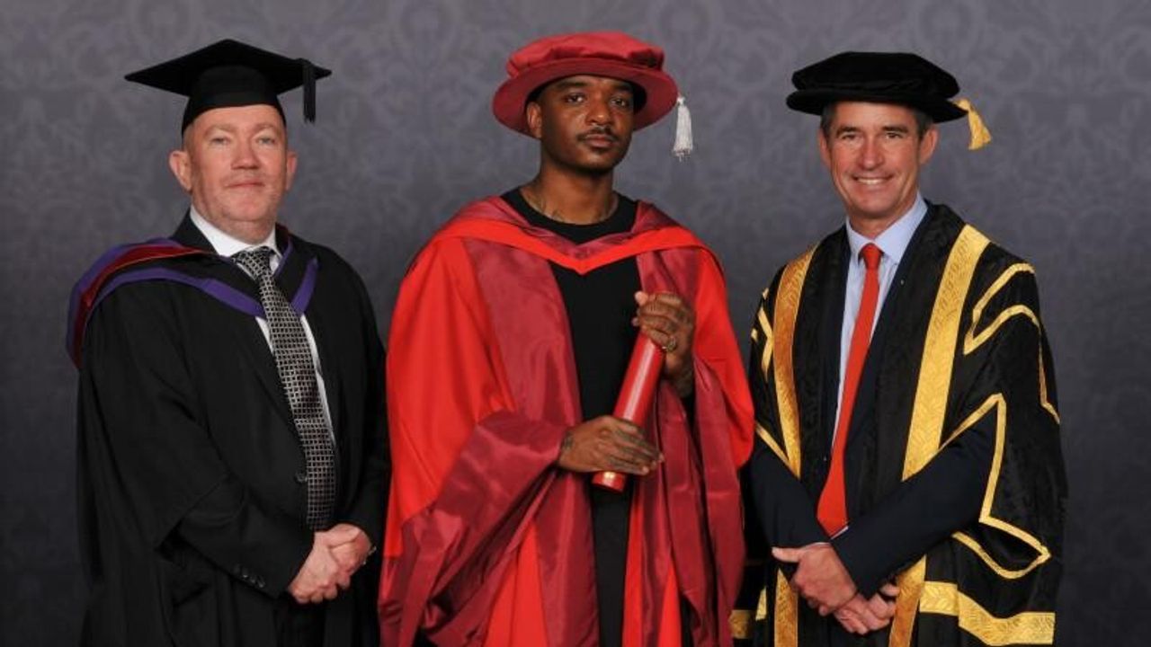 Ross receiving his honorary doctorate degree from the University of Westminster. (Courtesy the University of Westminster)