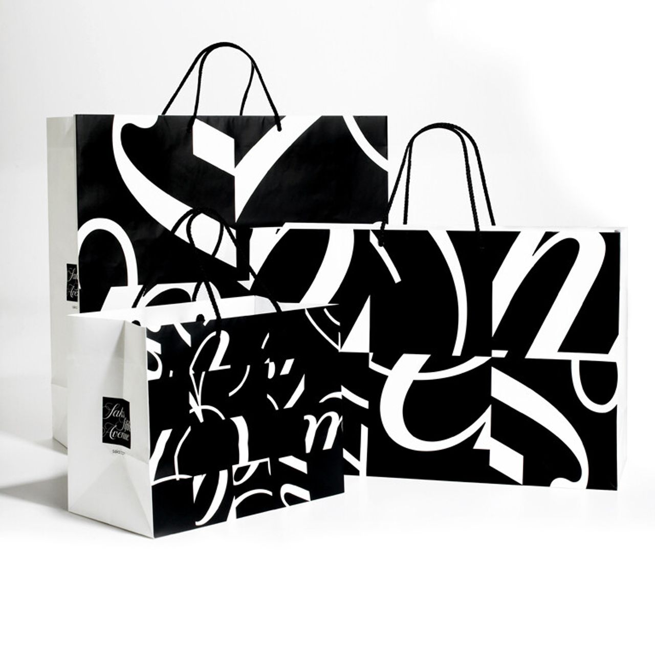 The Saks Fifth Avenue bags designed by Bierut and his team at Pentagram. (Courtesy Pentagram)