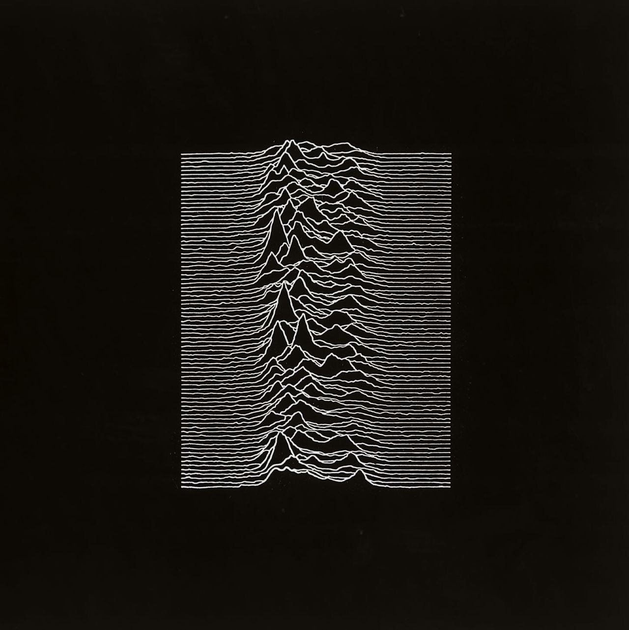 The cover designed by Saville for Joy Division’s album Unknown Pleasures (1979). (Courtesy The Factory Records Catalogue)
