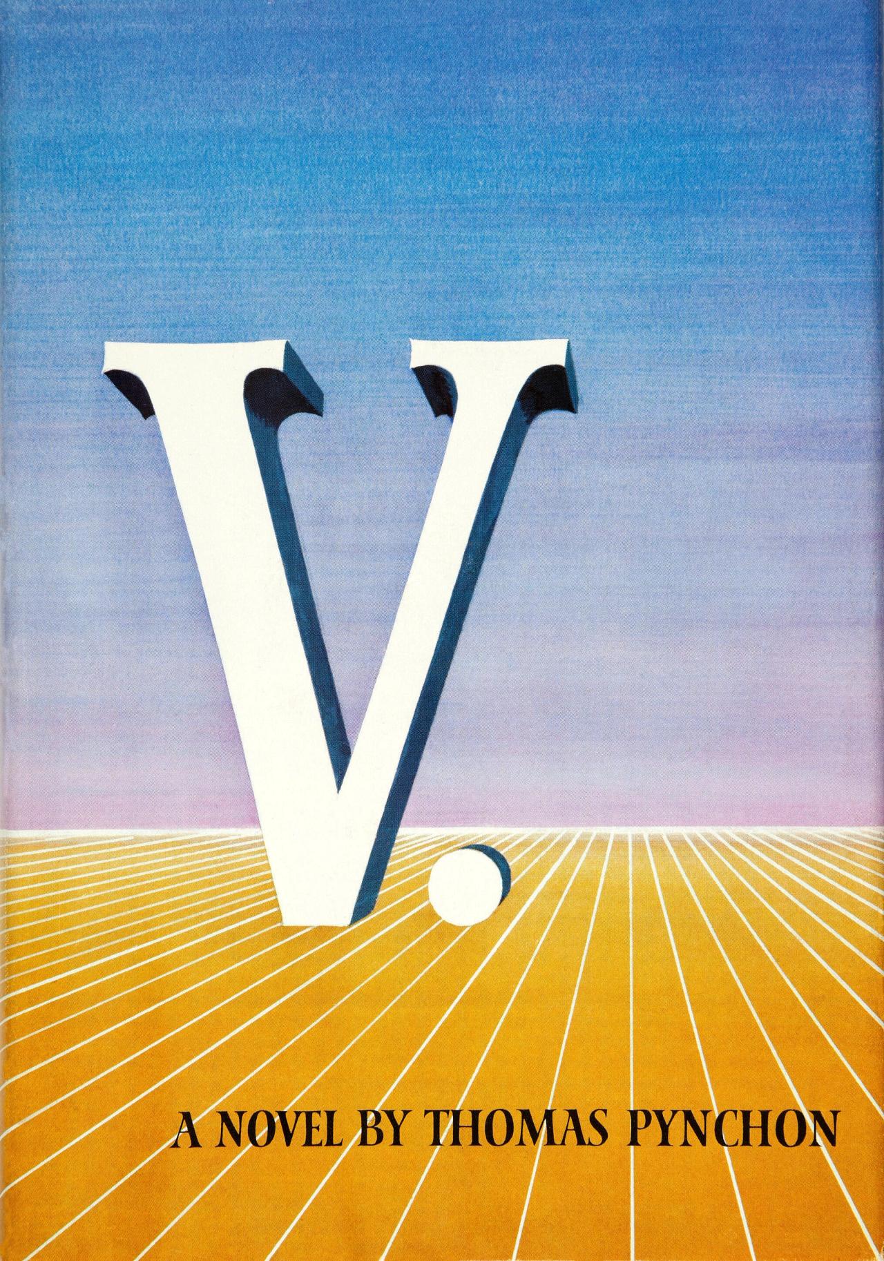 Cover of V. (1963) by Thomas Pynchon. (Courtesy J. B. Lippincott & Co.)