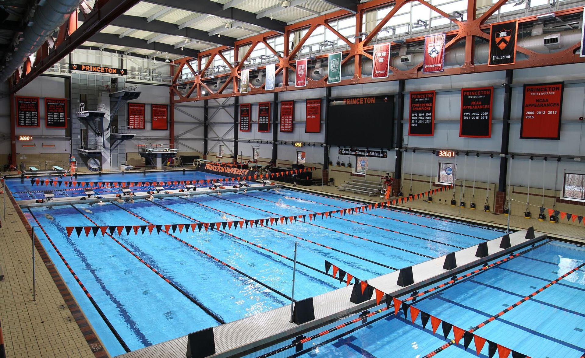The DeNunzio pool at Princeton University, where Lahiri took up swimming in earnest during her time as a faculty member, from 2015 to 2022. (Courtesy Princeton Campus Recreation)