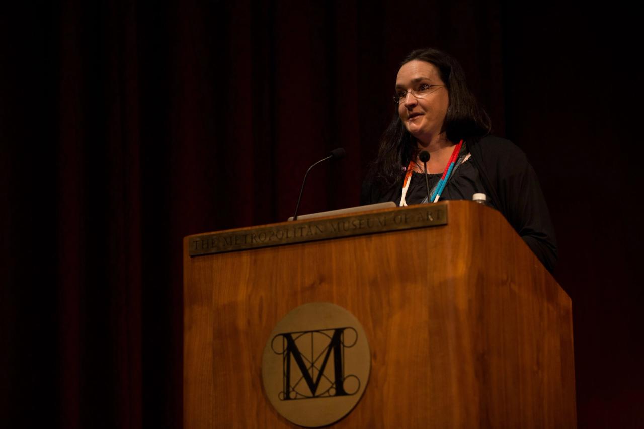 Eisenberg presenting the late George Lois’s Creative Mornings talk at New York’s Metropolitan Museum of Art in 2012. (Photo: Katherine Miles Jones.)