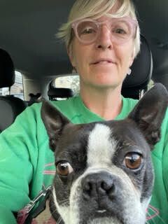 Molesworth with her dog, Phoebe. (Courtesy Helen Molesworth)