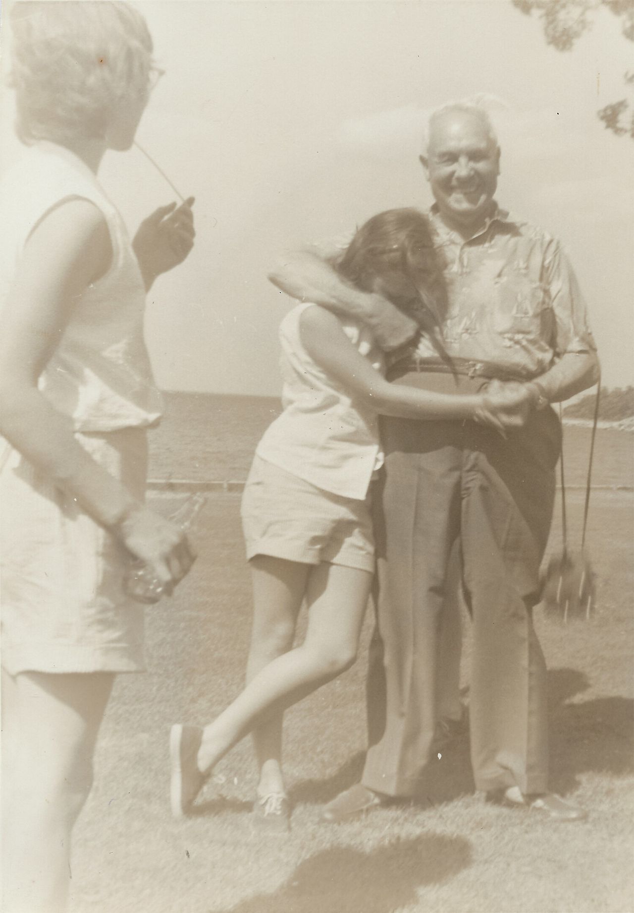 Barney, her sister, and their grandfather in Sands Point, Long Island, in 1956. (Courtesy Tina Barney)