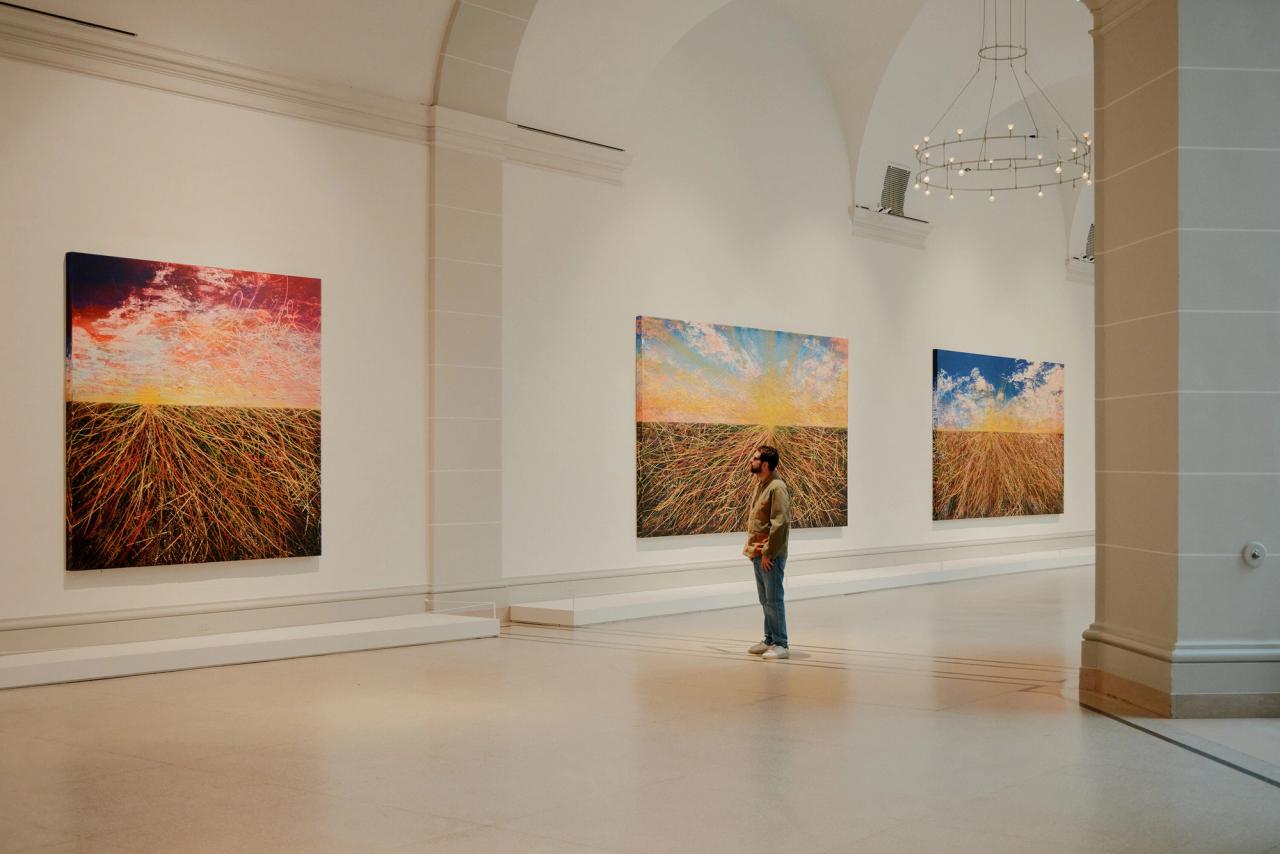 View of Parlá’s series “Ciclos: Blooms of Mold” (2022) at the Brooklyn Museum. (Photo: William Jess Laird. Courtesy the artist)