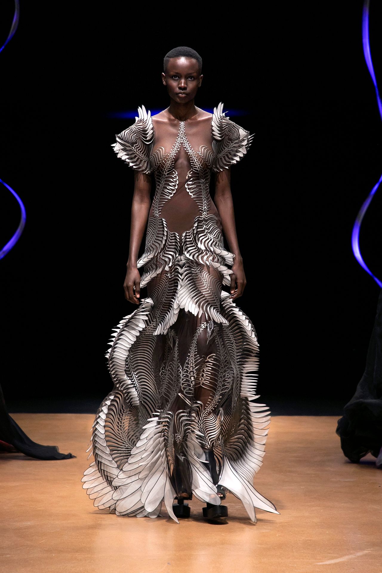 Van Herpen’s Labyrinthine Kimono Dress from her 2020 “Sensory Seas” collection shown as part of Paris Haute Couture Week. (Courtesy Iris van Herpen)