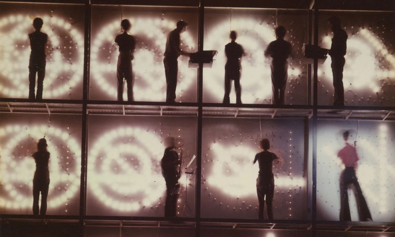 A view of Einstein on the Beach (1976) at the Metropolitan Opera in New York the year it premiered. (Copyright Byrd Hoffman Foundation)