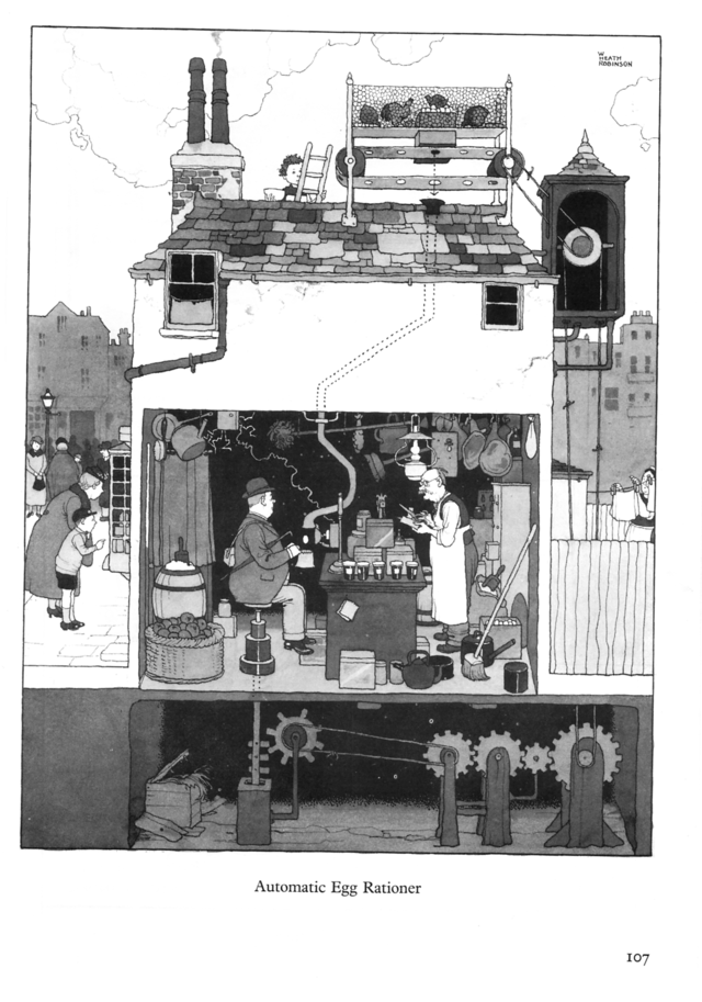 A page from the 1981 book William Heath Robinson Inventions. (Courtesy William Heath Robinson)
