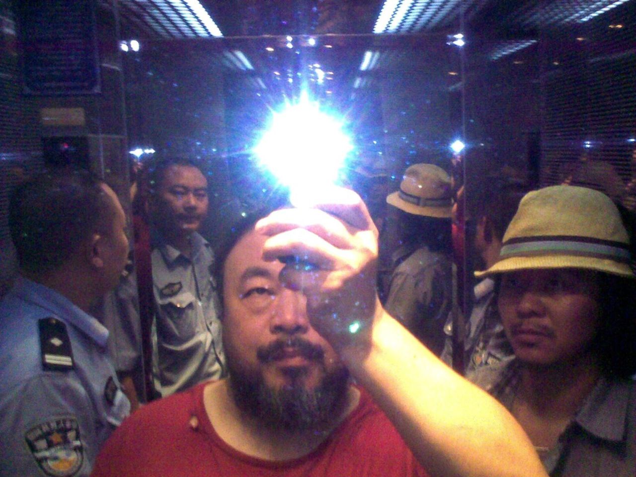 “Ai Weiwei in the Elevator When Taken Into Custody by the Police” (2009) by Ai Weiwei. (Courtesy Ai Weiwei Studio)