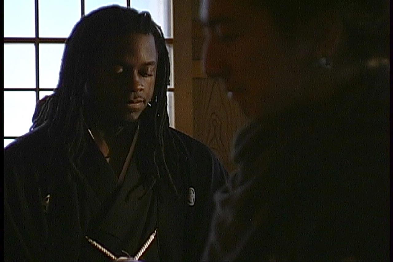 Biggers pictured during the “Hip-Hop Ni Sasagu” performance. (Courtesy Studio Sanford Biggers)