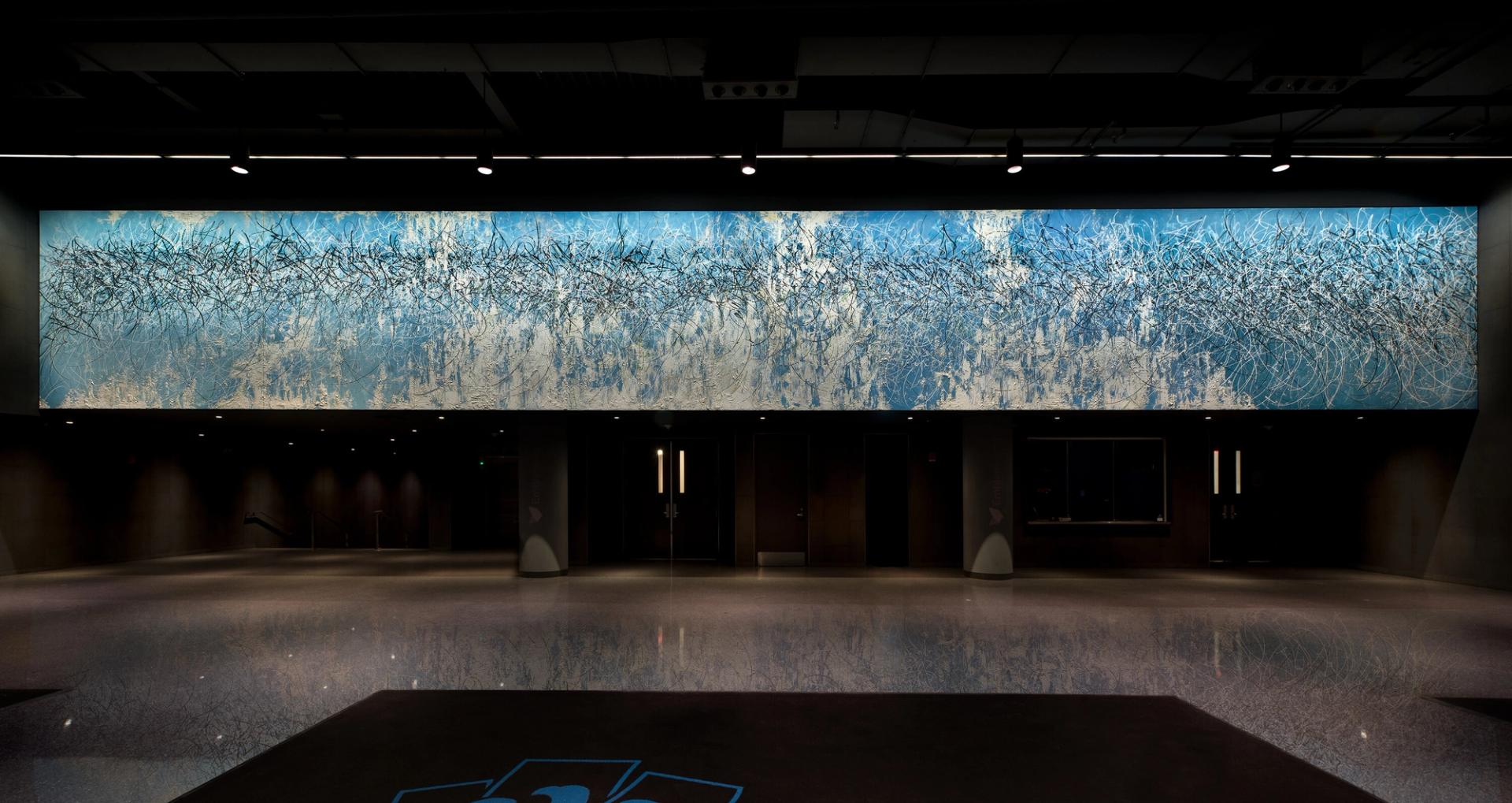 View of Parlá’s mural “A Diary of Brooklyn” (2013) at Barclays Center. (Courtesy the artist)