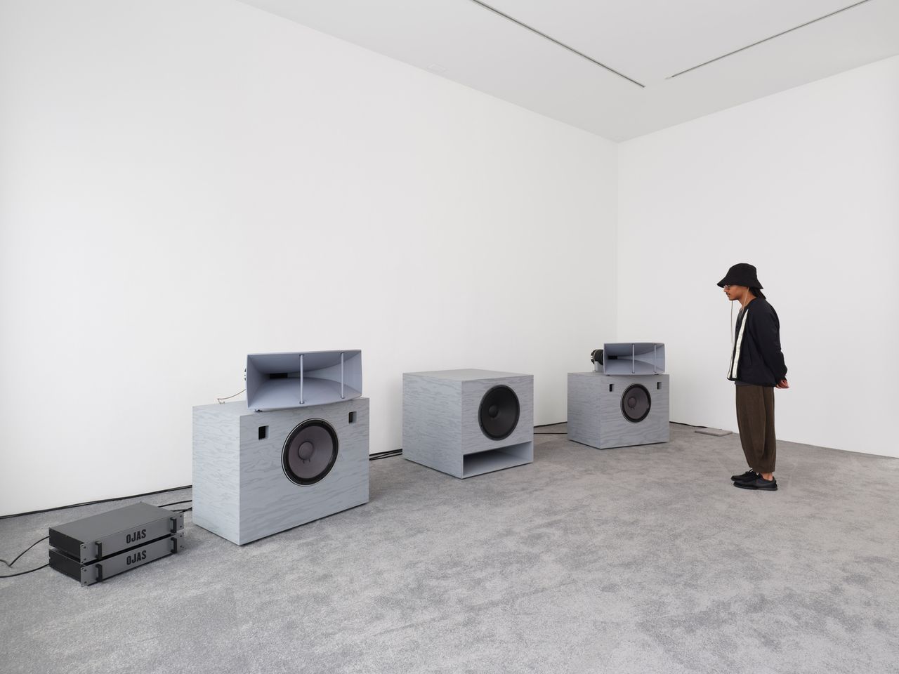 Installation view of Turnbull’s “HiFi Listening Room Dream No.1 and Other Works” shown at Lisson Gallery in London in August 2023. (Copyright Devon Turnbull/Courtesy Lisson Gallery)