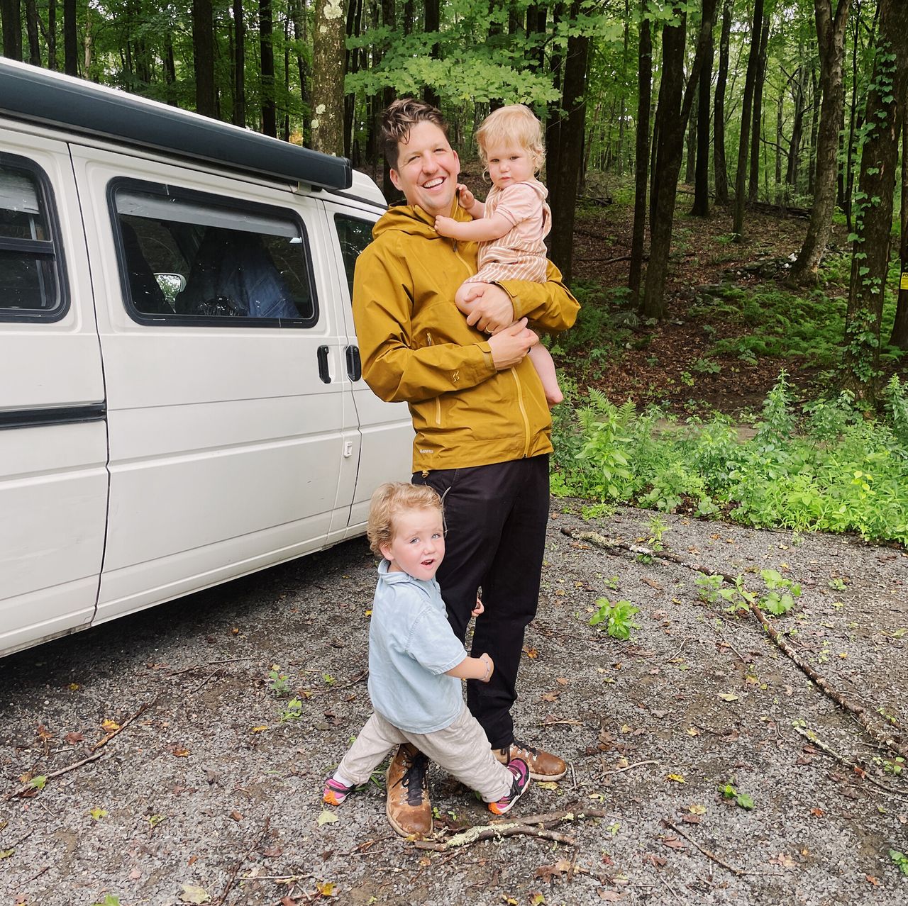 Bailey with his children in Roxbury, Connecticut, during his recent traveling artist residency with Brooklyn Darkroom. (Photo: Spencer Bailey)