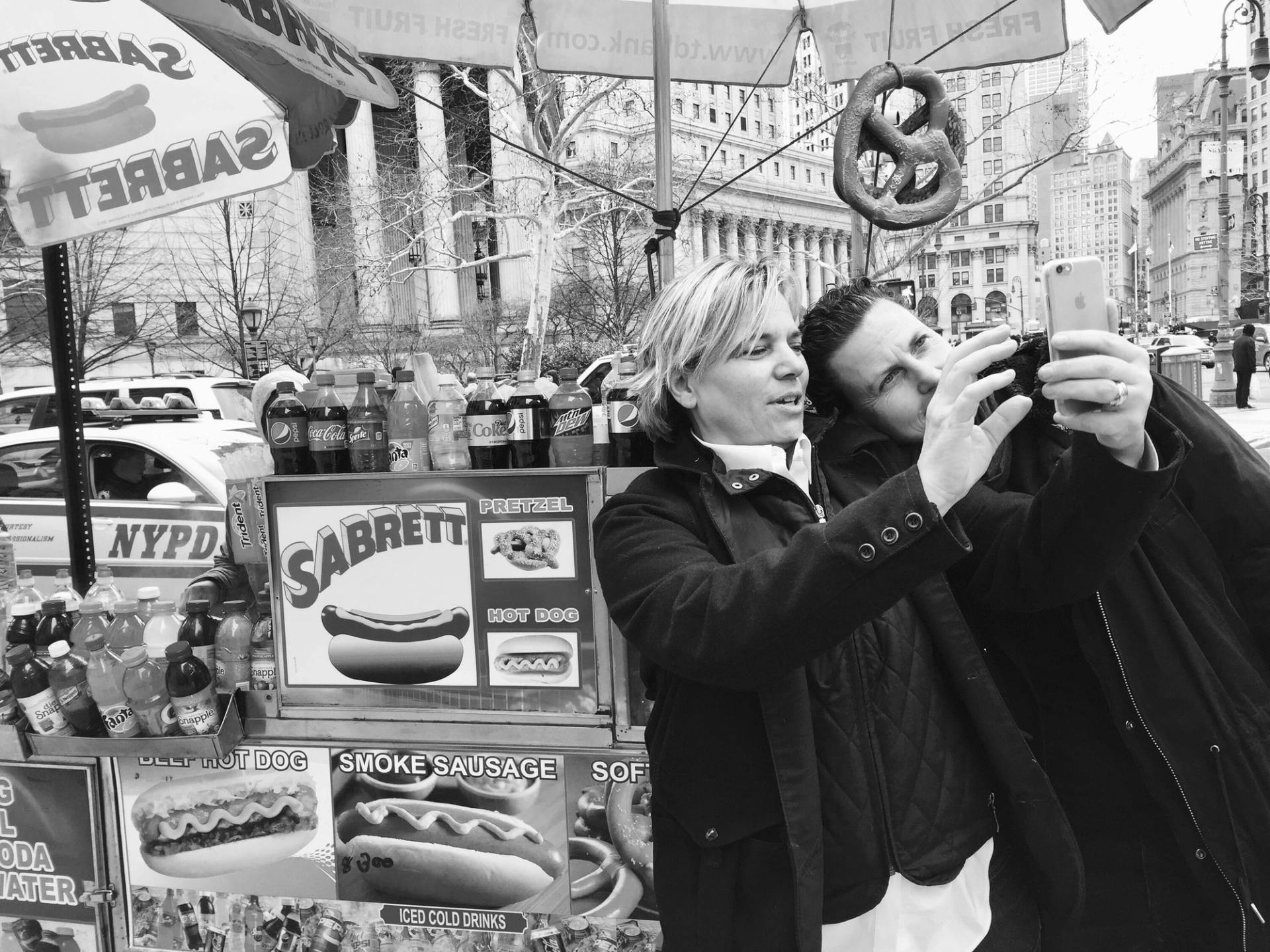 Sodi (right) and Williams in New York City on their wedding day. (Courtesy Rita Sodi)