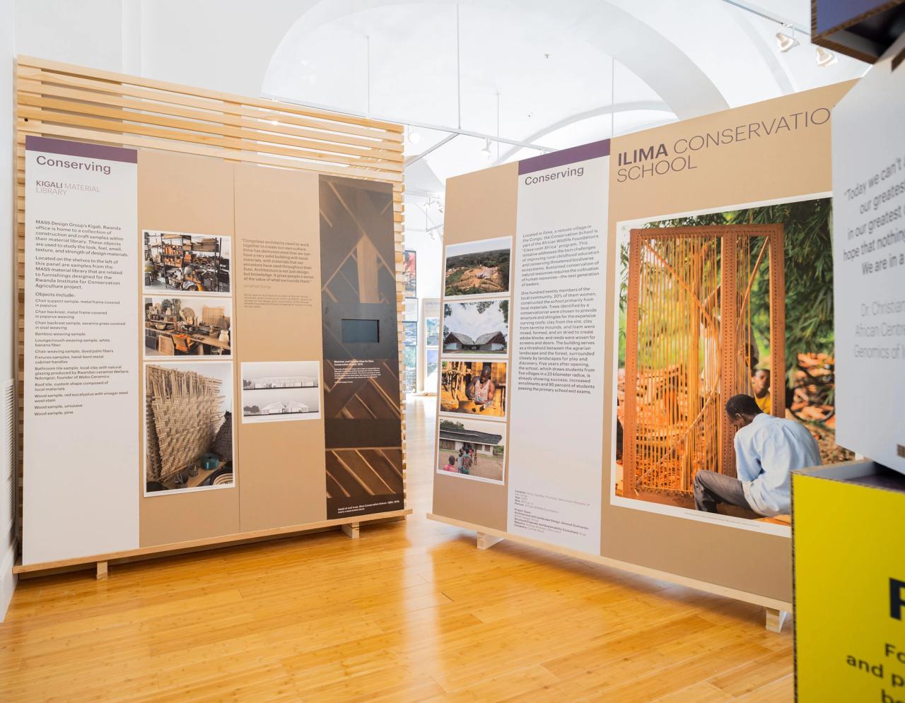 The “Justice is Beauty: The Work of MASS Design Group” exhibition at the National Building Museum. (Courtesy National Building Museum. Photo: Elman Studio)