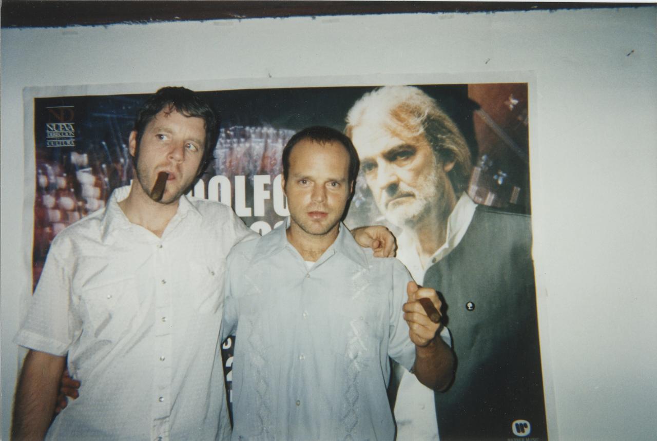 Martin (left) and Medeski on tour in Argentina in 1999. (Courtesy Billy Martin)