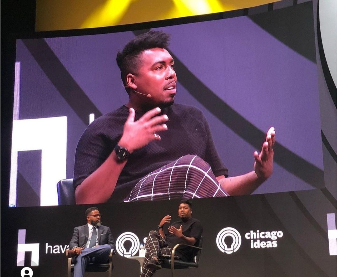 Jones being interviewed on his book tour for How We Fight for Our Lives in 2019. (Courtesy Saeed Jones)