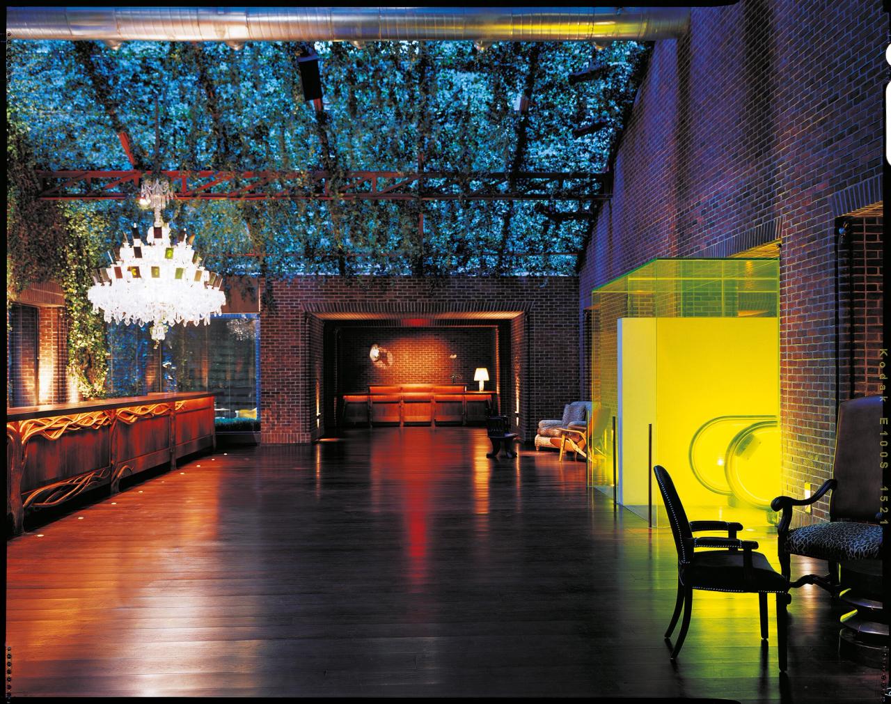 Interior view of the Hudson hotel (2000) in New York City. (Courtesy Ian Schrager Company)