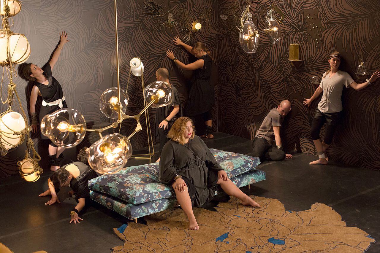 The set of Adelman’s “Show Me” (2015) music video shoot. (Courtesy Lindsey Adelman)