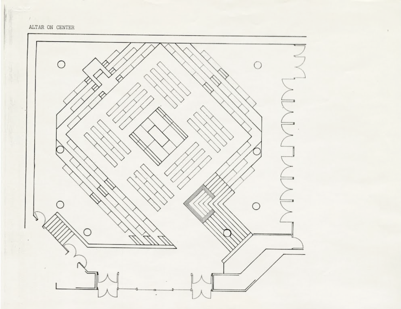 The floor plan of Saint Peter’s Church in New York City, designed by Vignelli Associatets. (Courtesy the Vignelli Center for Design Studies at the Rochester Institute of Technology)