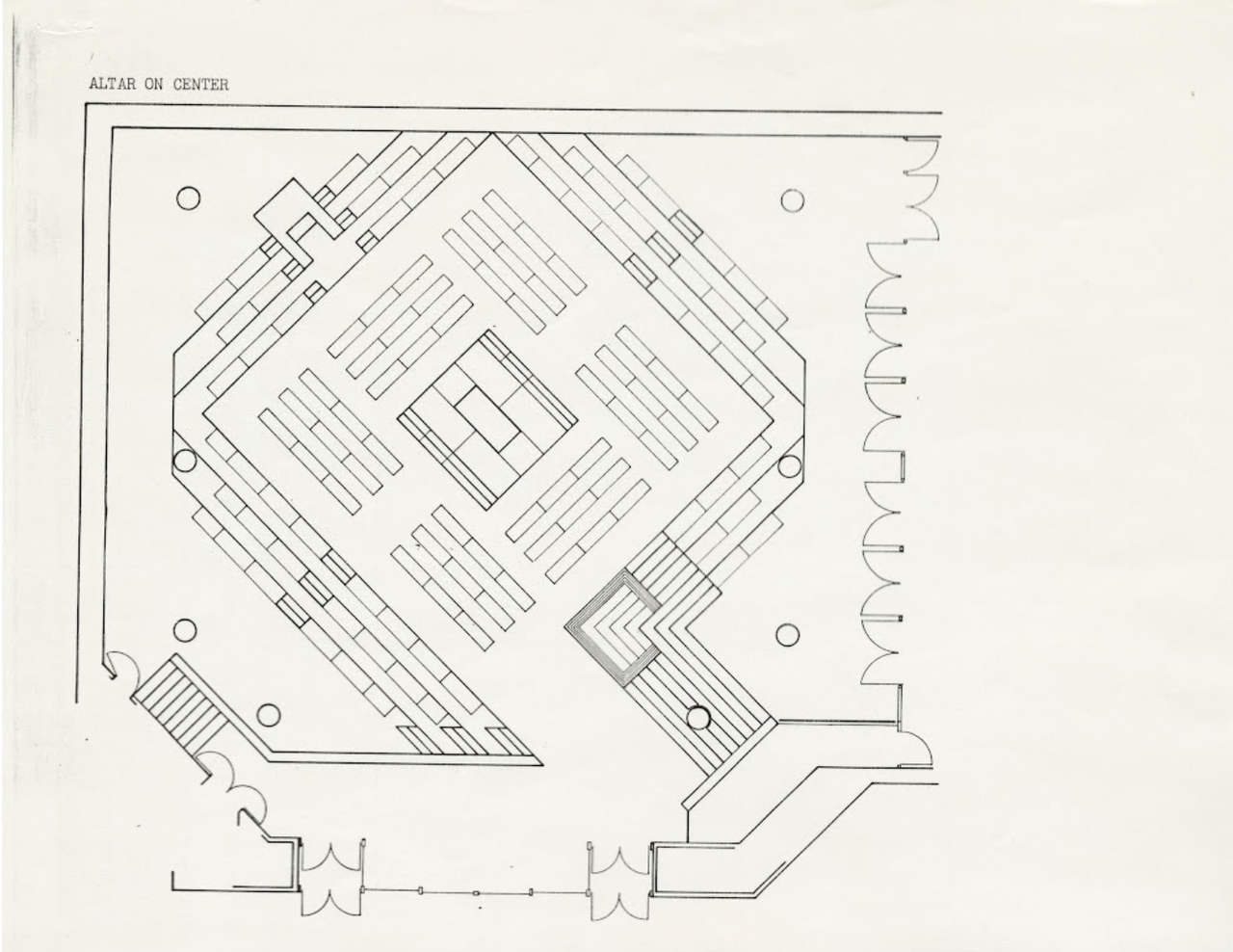 The floor plan of Saint Peter’s Church in New York City, designed by Vignelli Associatets. (Courtesy the Vignelli Center for Design Studies at the Rochester Institute of Technology)