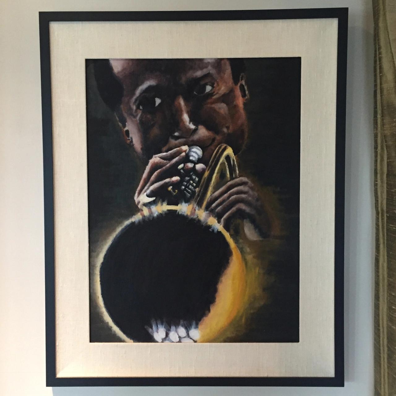 A painting of the jazz musician and trumpeter Miles Davis by Biggers c. 1986-87. (Courtesy the artist and Studio Sanford Biggers)