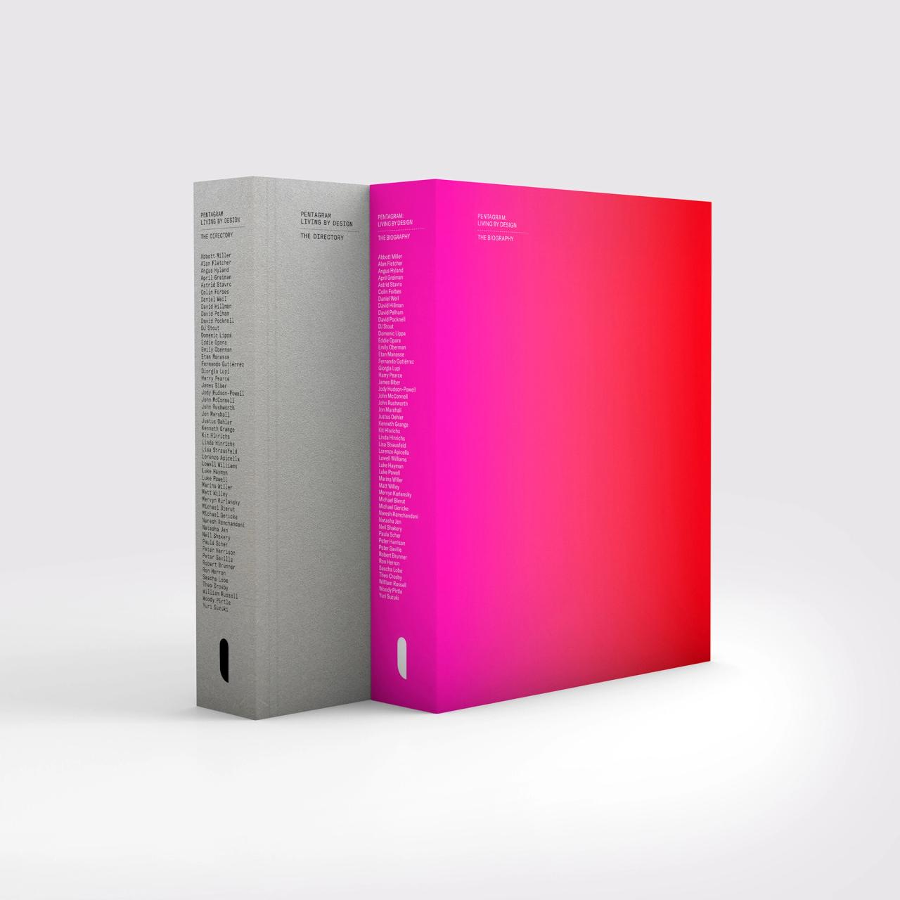 Two versions of Pentagram’s forthcoming book, Pentagram: Living by Design (2022). (Courtesy Unit Editions)