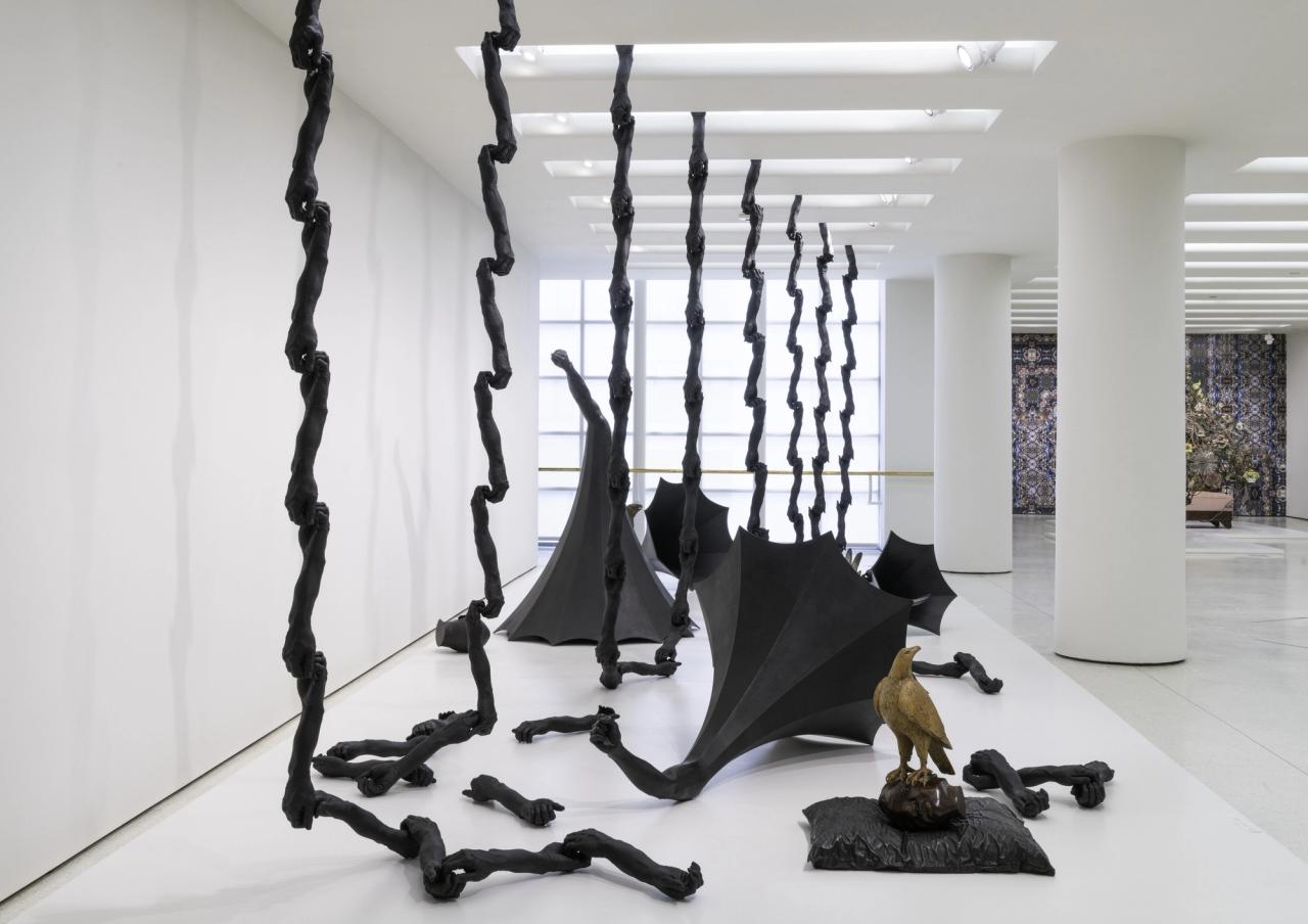 Installation view of “Nick Cave: Forothermore” at the Solomon R. Guggenheim Museum in New York. (Photo: Midge Wattles. Courtesy the Solomon R. Guggenheim Foundation)