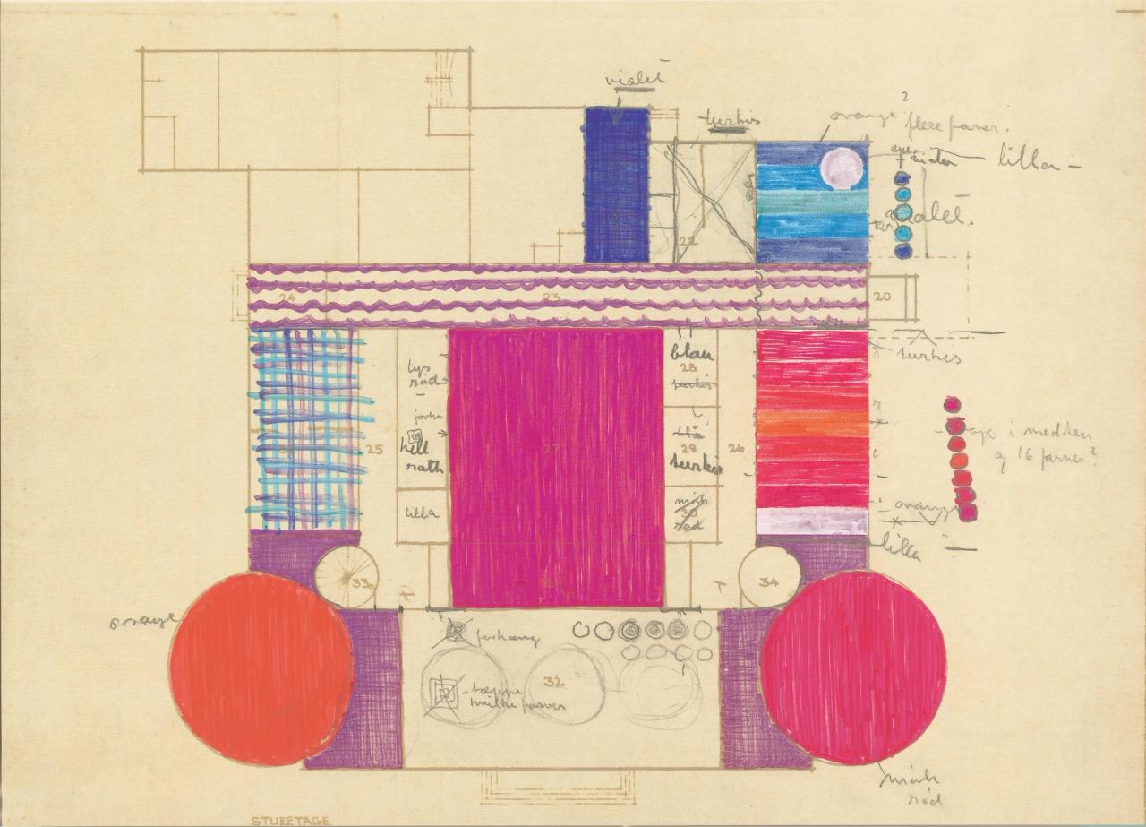 The Verner Panton color plan for Restaurant Varna in Aarhus, Denmark. (Courtesy Kvadrat)