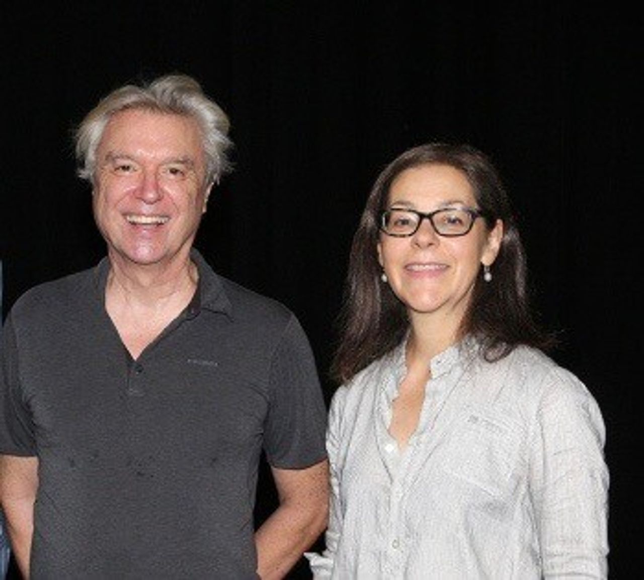 Parson (right) with David Byrne (left). (Courtesy Annie-B Parson)