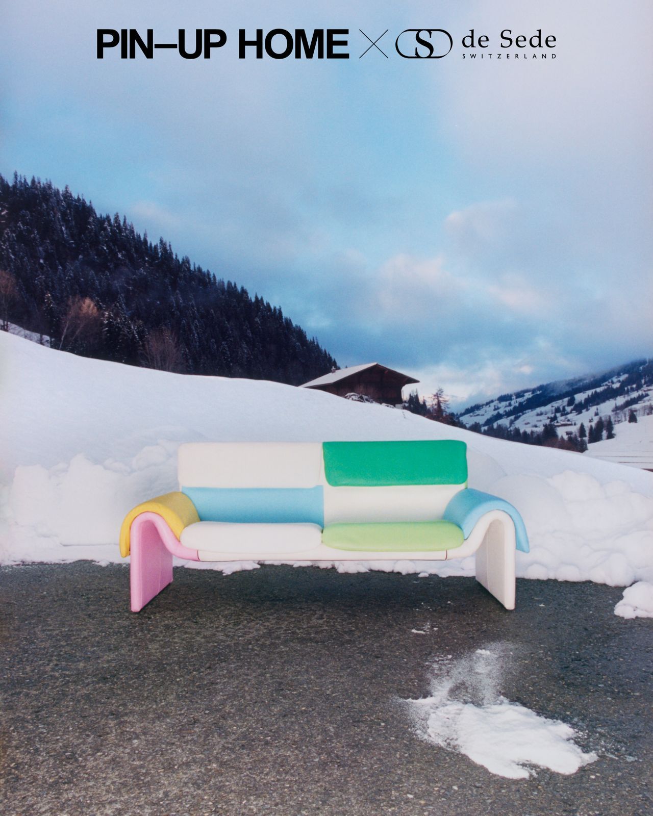 A campaign image for the DS-2011 Harlequin armchair developed for PIN–UP HOME in 2024 in collaboration with De Sede, a Swiss producer of handcrafted leather furniture, based on their 1983 design of a two-seater sofa. (Photo: Francesco Nazardo/Courtesy PIN–UP)