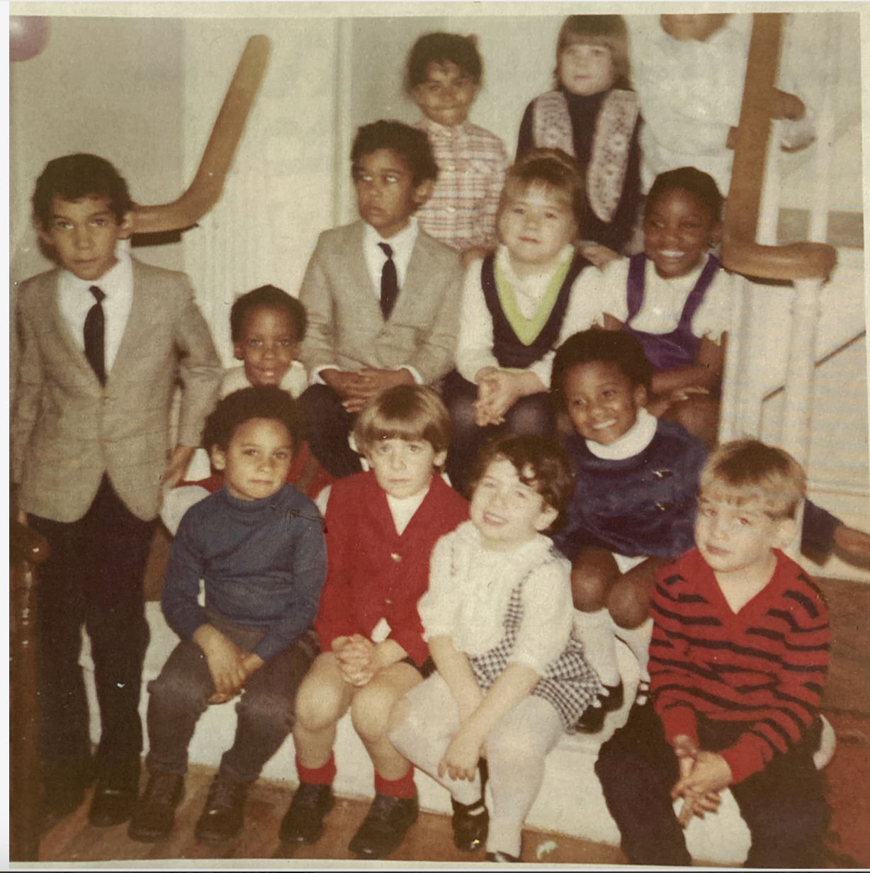 Lethem (front row, in red jacket) at the fourth birthday part of his childhood friend Lynn Nottage, today a Pulitzer Prize–winning playwright, in Brooklyn. (Courtesy Jonathan Lethem)