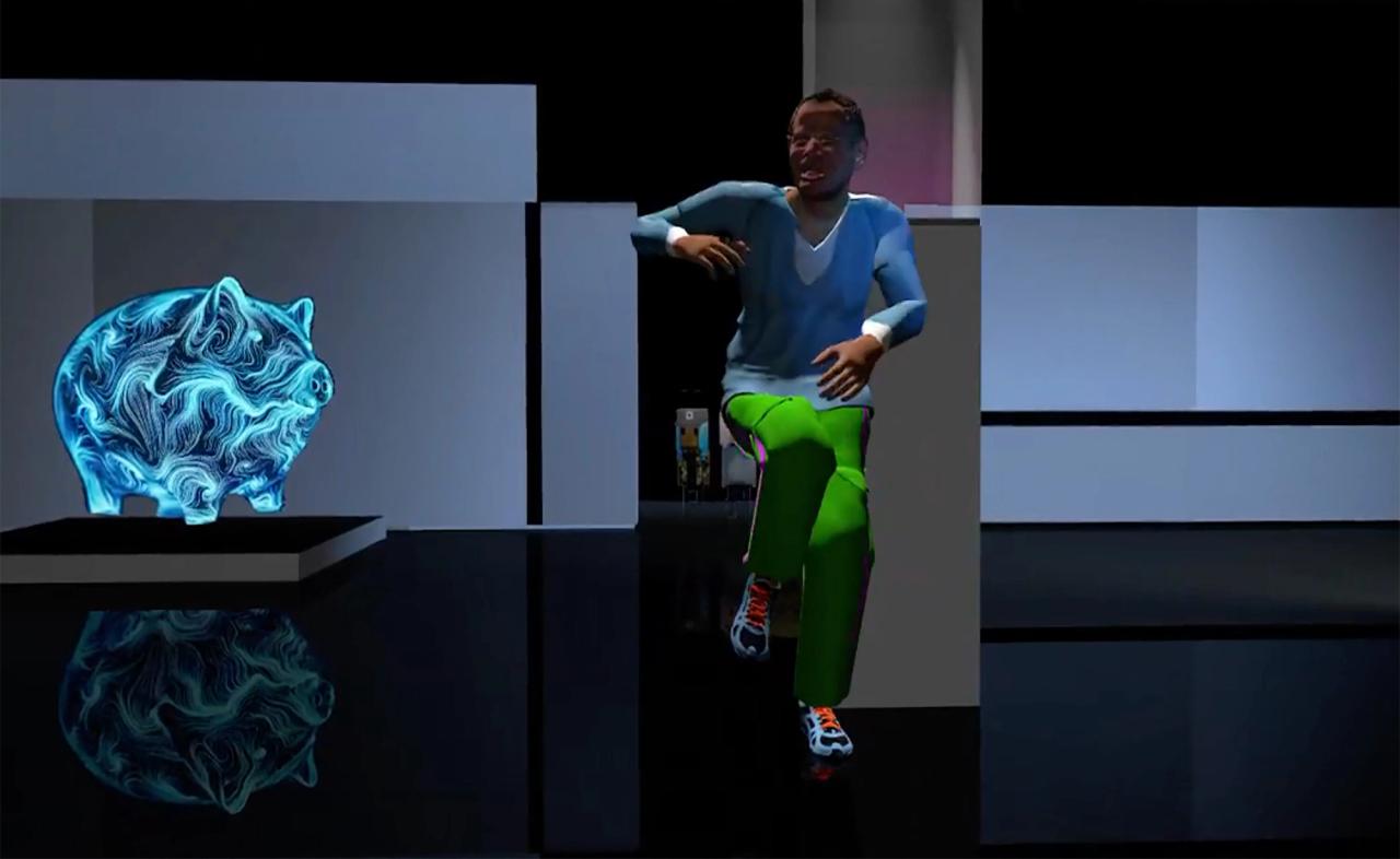 Still from Schachter’s music video “Money Money Money” (2021). (Courtesy Kenny Schachter)