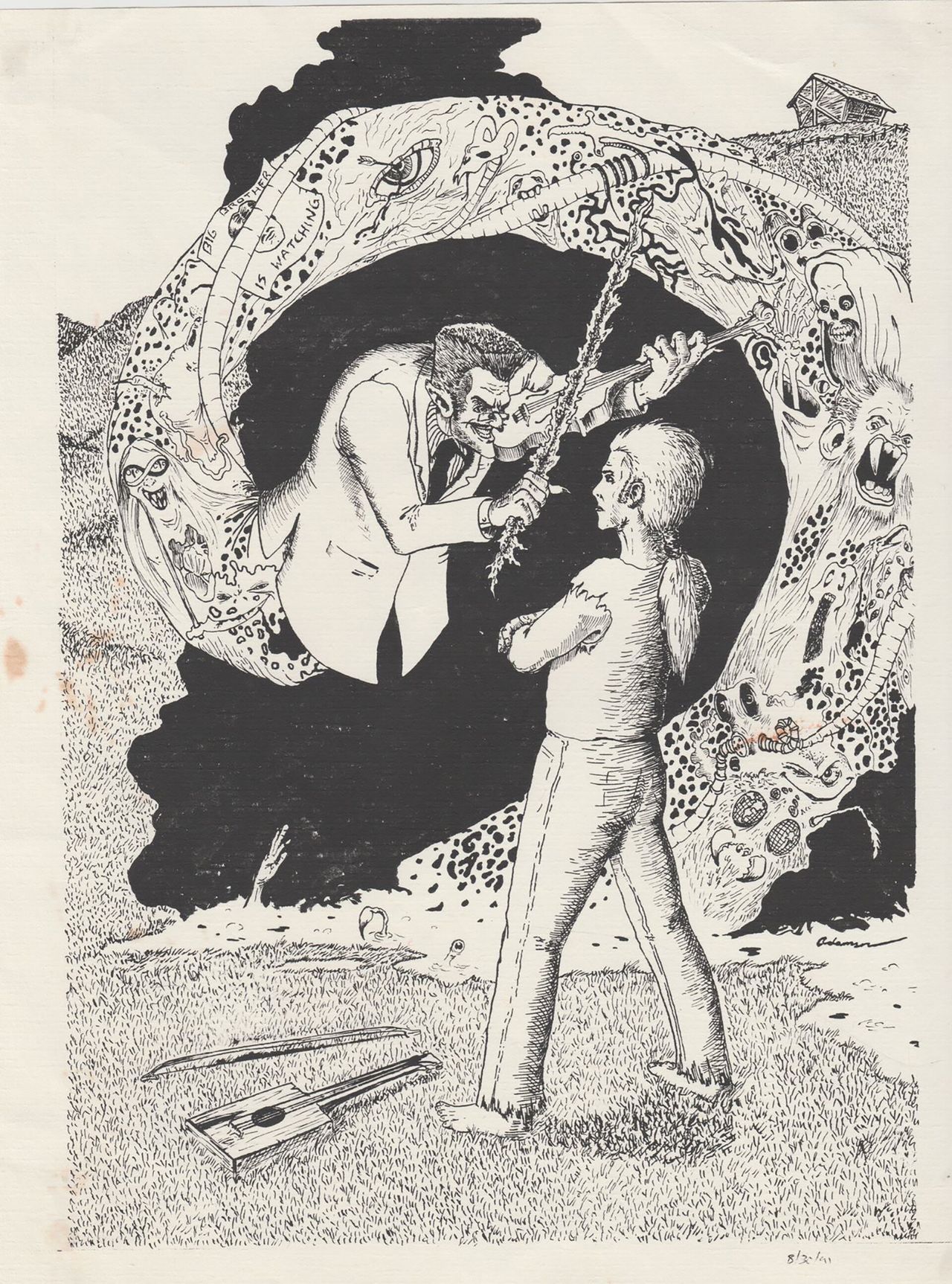 A drawing Adamson made as a teenager illustrating the song “Devil Went Down to Georgia” by the Charlie Daniels Band. (Courtesy Glenn Adamson)