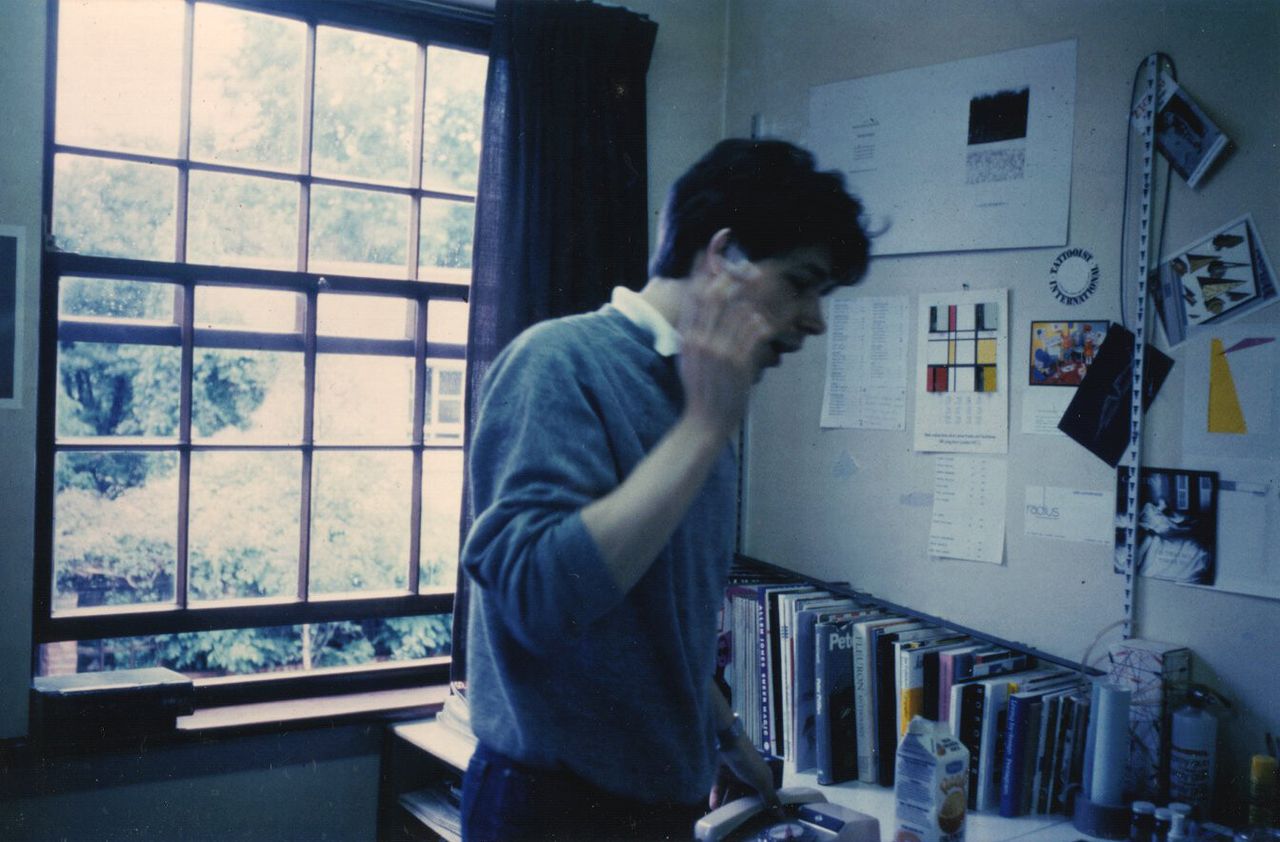 Saville in his studio in 1980. (Photo: Annik Honoré. Courtesy Peter Saville)