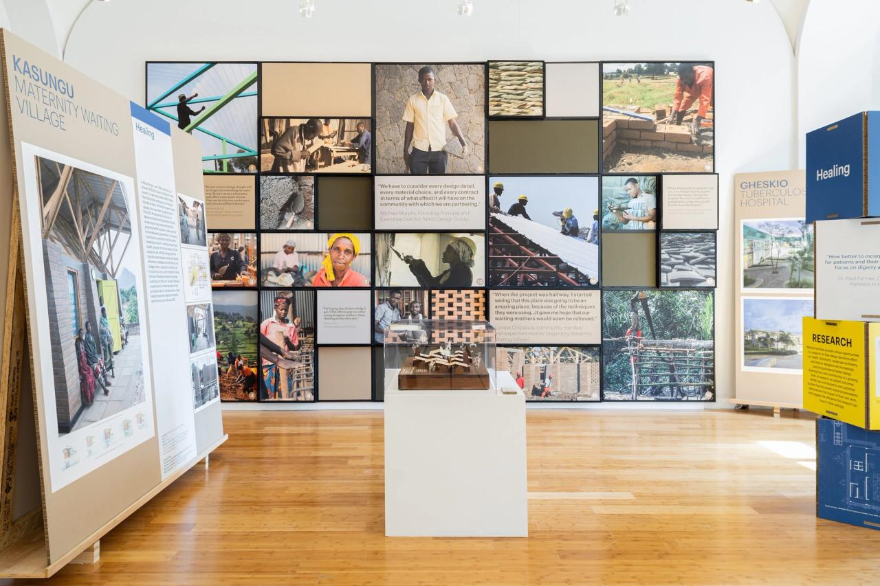 The “Justice is Beauty: The Work of MASS Design Group” exhibition at the National Building Museum. (Courtesy National Building Museum. Photo: Elman Studio)