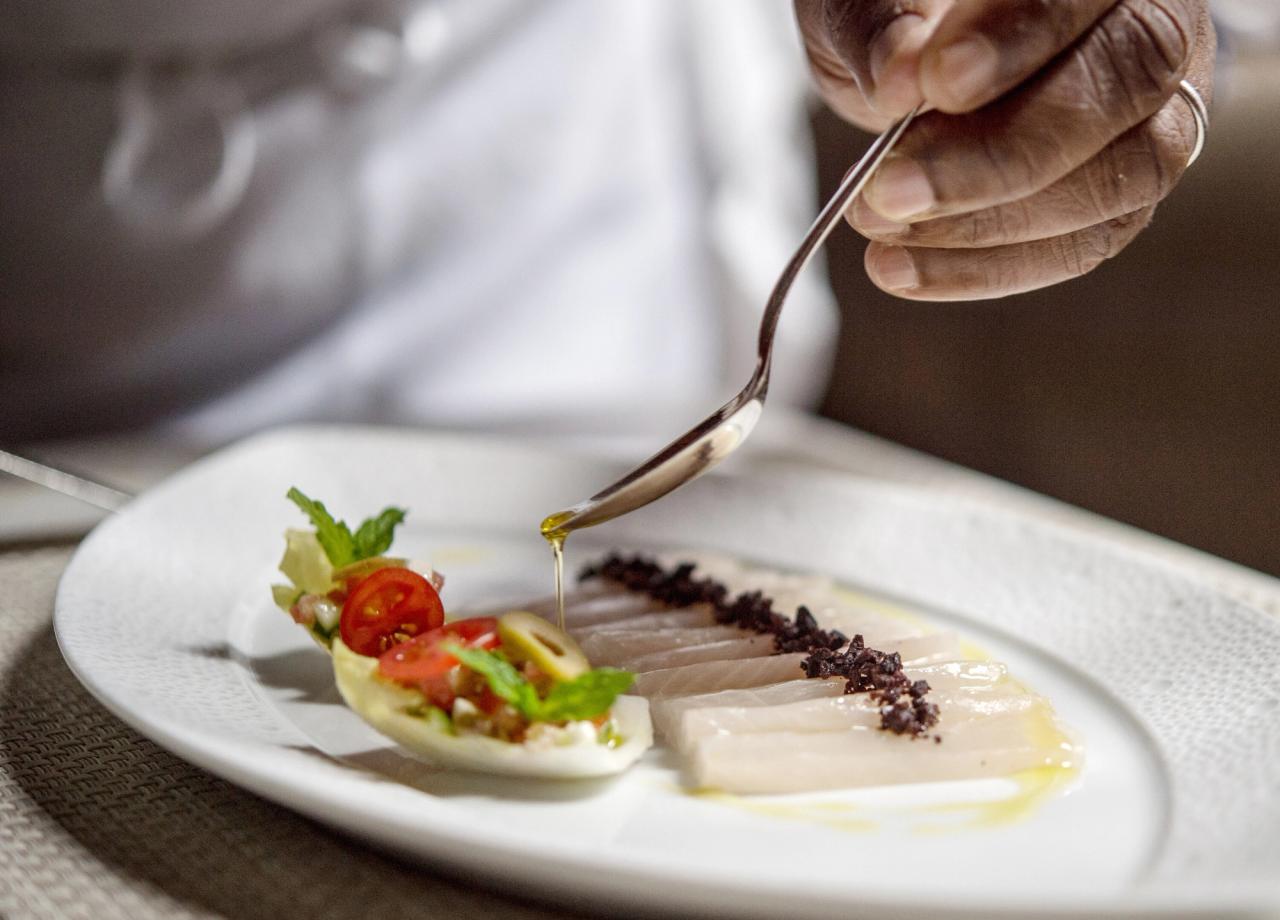 Le Bernardin’s kampachi sashimi. (Photo: Daniel Krieger. Courtesy Le Bernardin)
