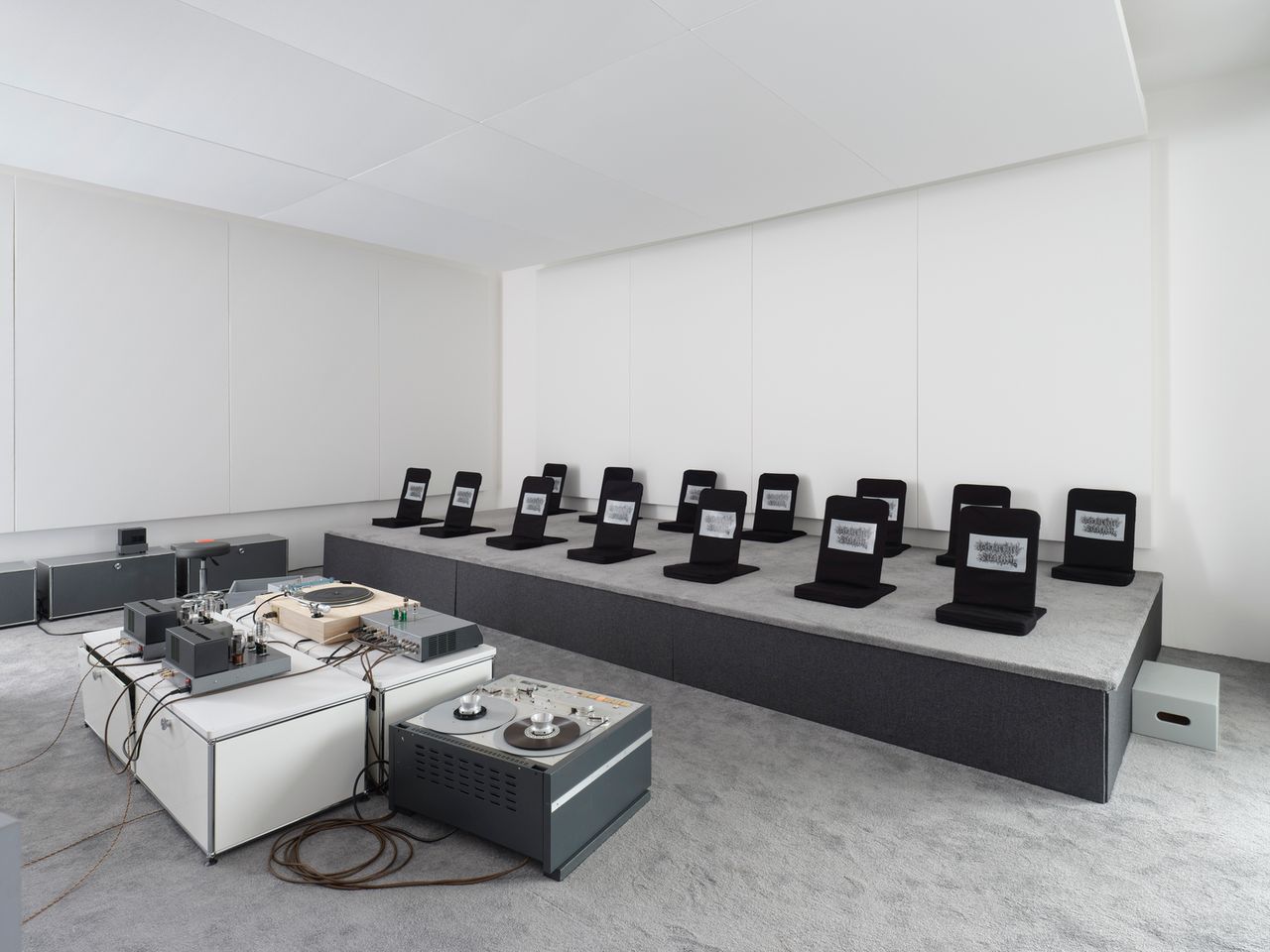 Installation view of Turnbull’s “HiFi Listening Room Dream No.1 and Other Works” shown at Lisson Gallery in London in August 2023. (Copyright Devon Turnbull/Courtesy Lisson Gallery)