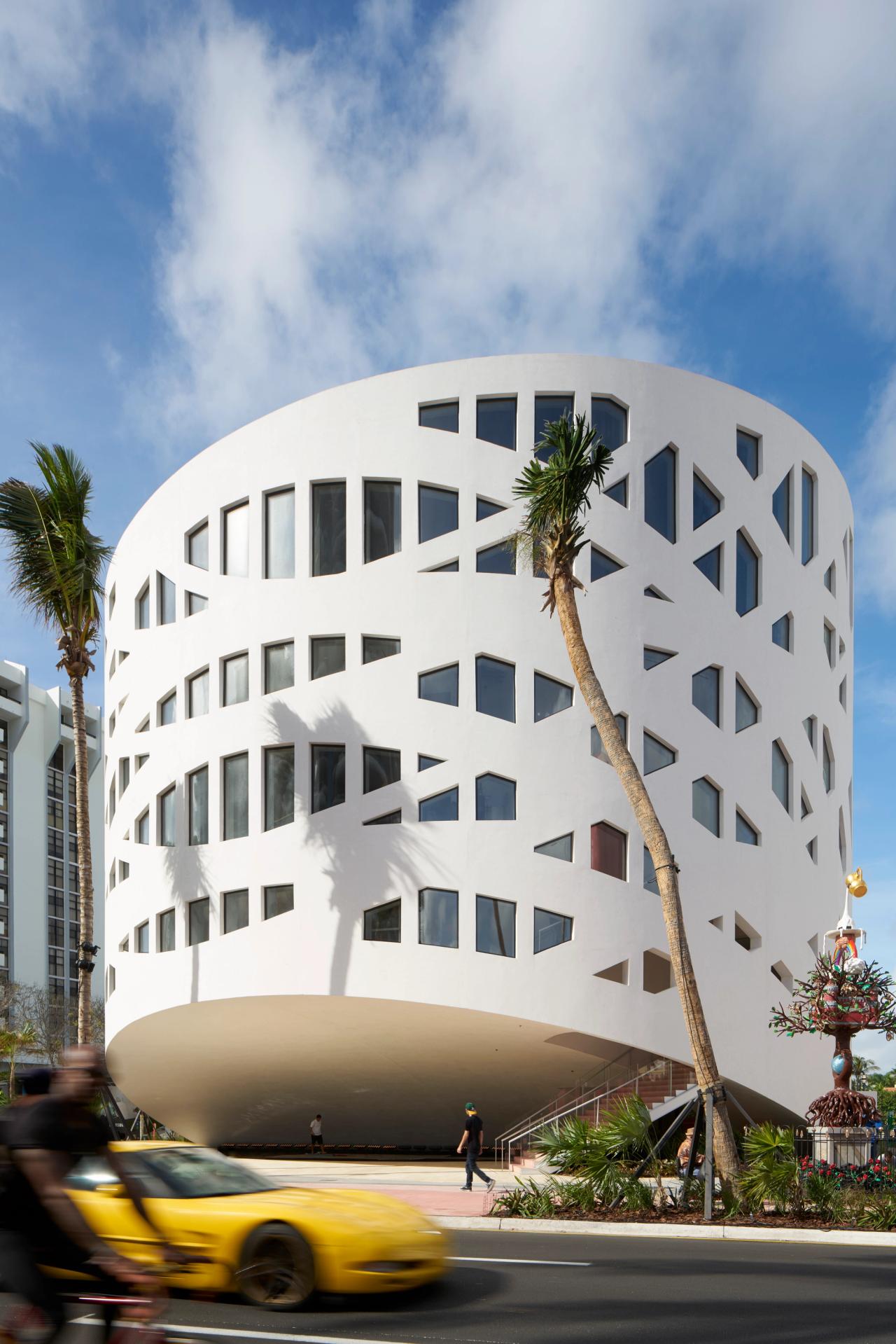 An exterior view of Faena Forum, designed by OMA and Shigematsu, in Miami. (Photo: Bruce Damonte)