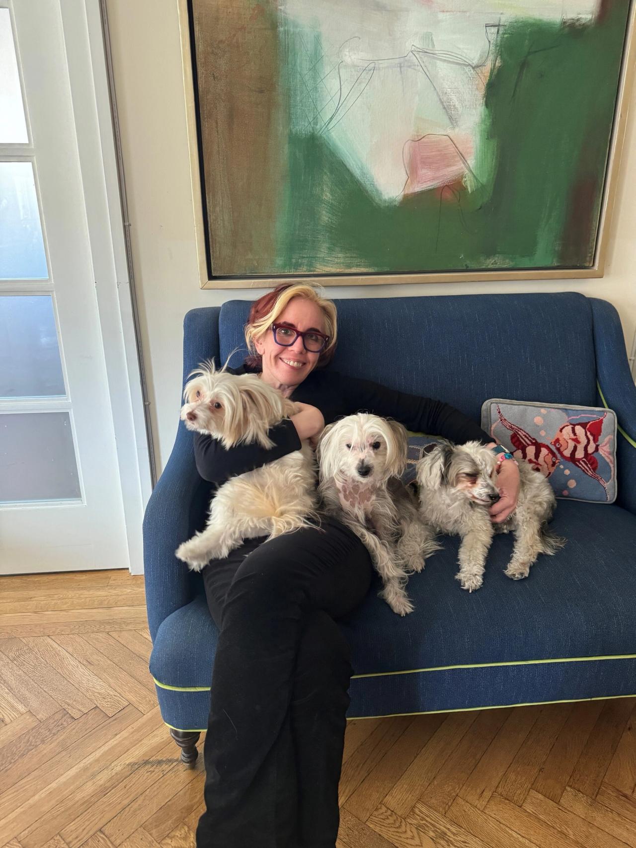 Jong-Fast at home in Manhattan with her dogs. (Courtesy Molly Jong-Fast)