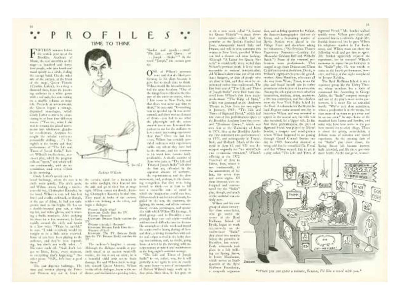 Calvin Tompkins’s 1975 profile of Wilson in The New Yorker, titled “Time to Think.” (Courtesy The New Yorker)