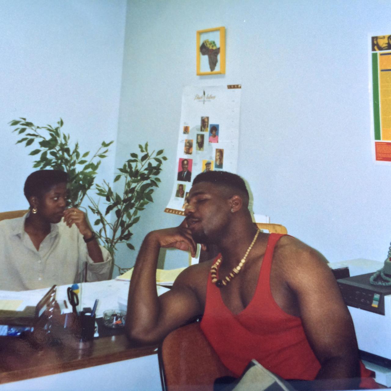 Cobb (right) during his time at Howard University. (Courtesy Jelani Cobb)