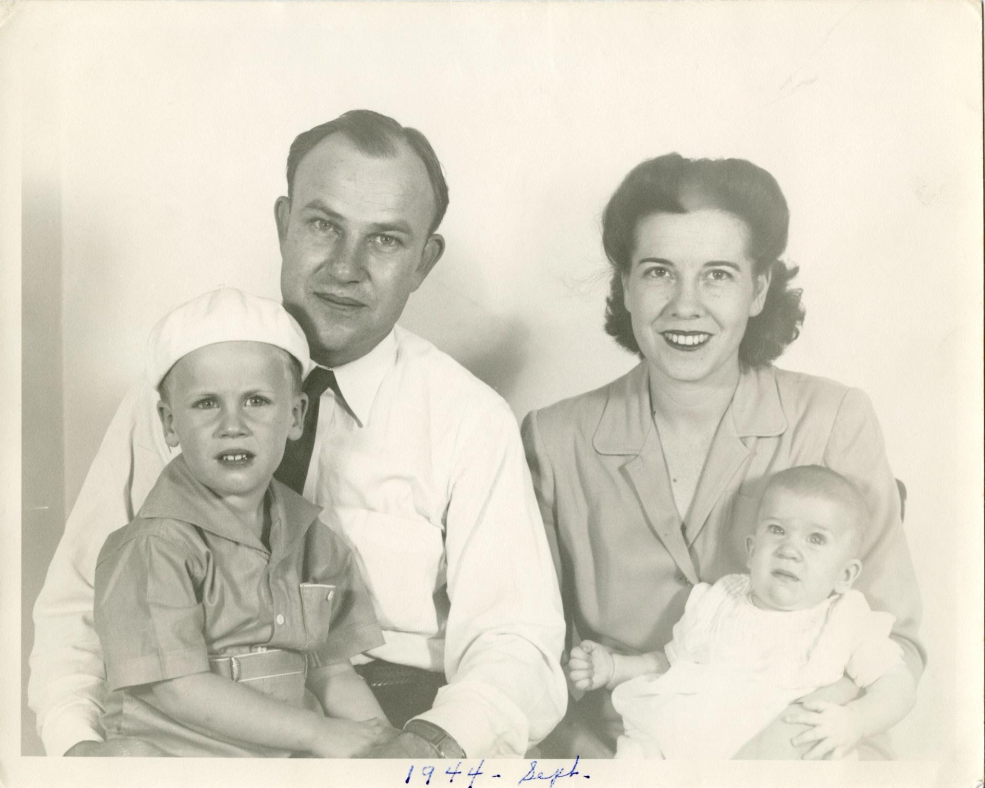 Wilson (far left) as a child with his family in 1944. (Courtesy Robert Wilson and The Watermill Center)