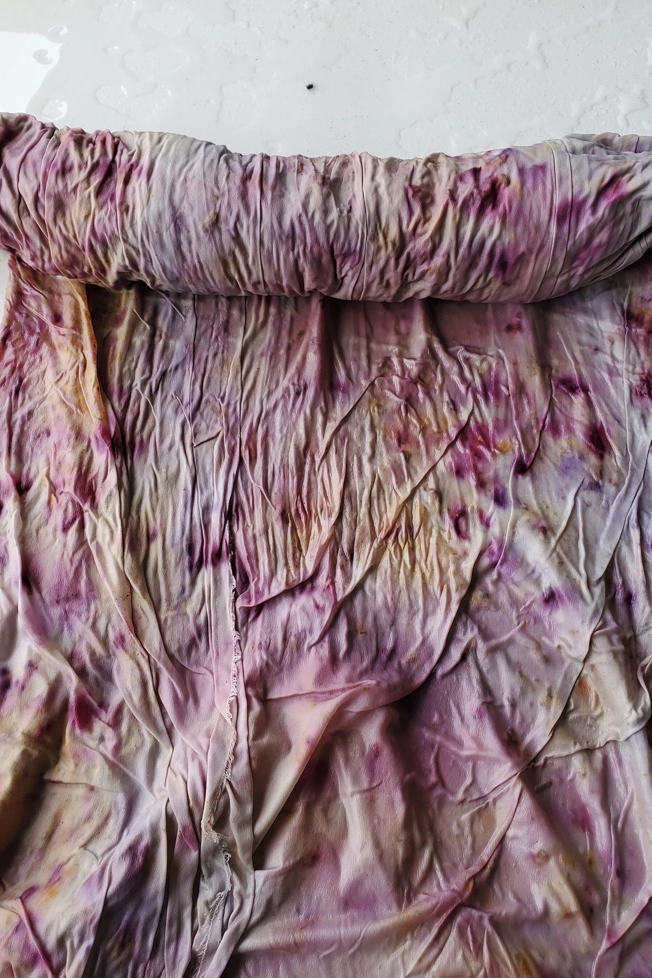 The dyeing process for Comey’s limited edition collection of 100% silk pieces, hand-dyed by Green Matters Natural Dye Company. (Courtesy Rachel Comey)