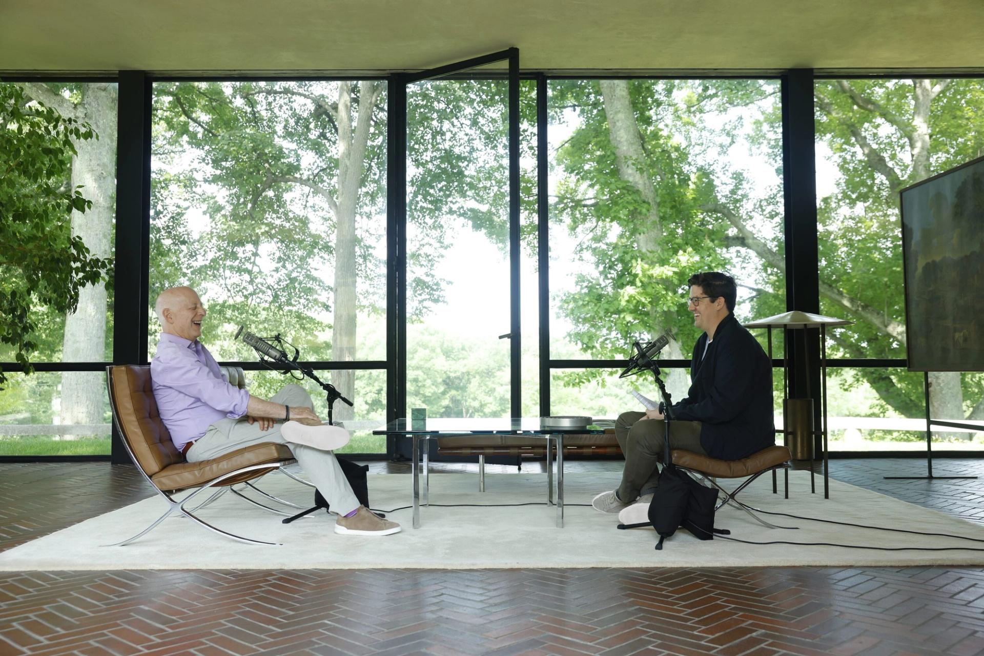 Goldberger (left) and Spencer Bailey during the recording of this episode in the Glass House. (Photo: Ogata for The Slowdown)