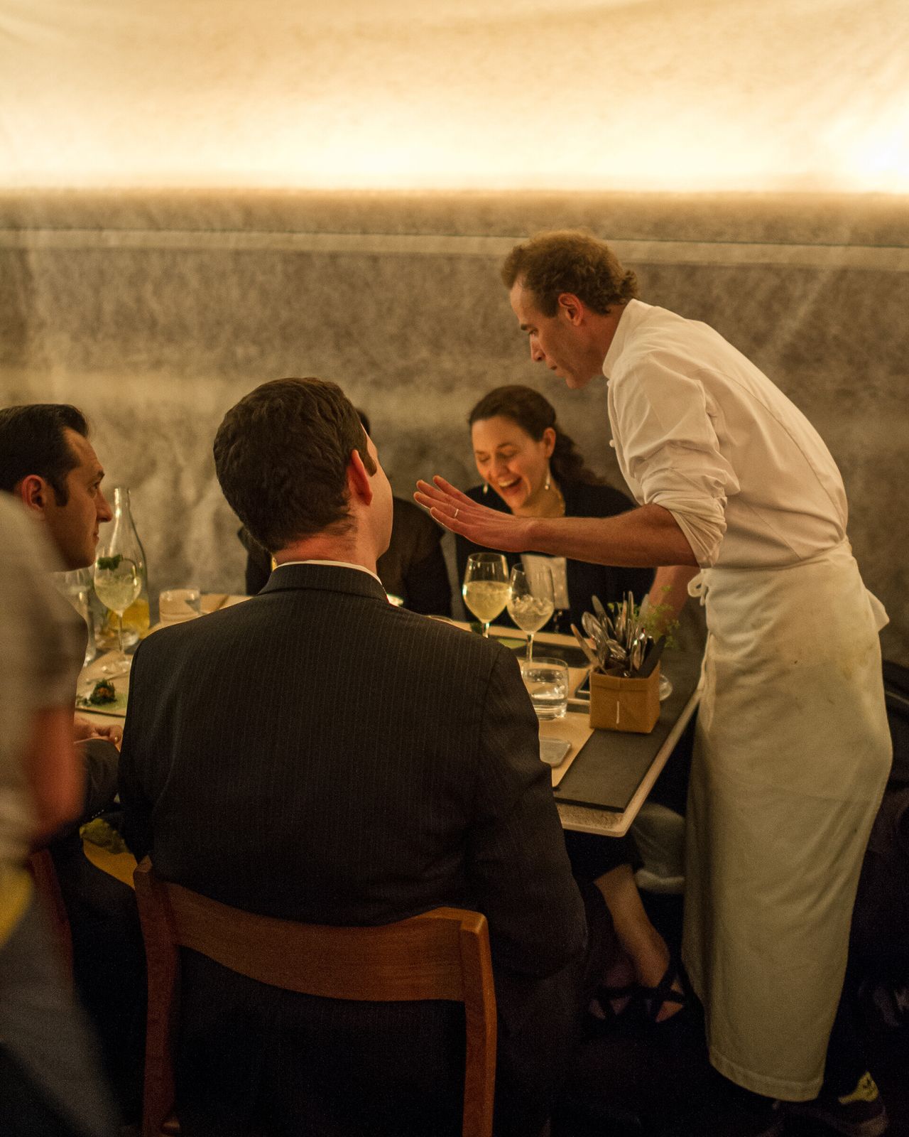 Barber serving food during his WastED program in New York in 2015. (Photo: Ken Goodman. Courtesy Blue Hill)