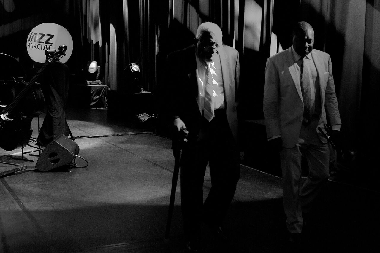 Marsalis with his father at the Jazz in Marciac music festival in Marciac, Occitania, France. (Photo: Luigi Beverelli, Courtesy Jazz at Lincoln Center)