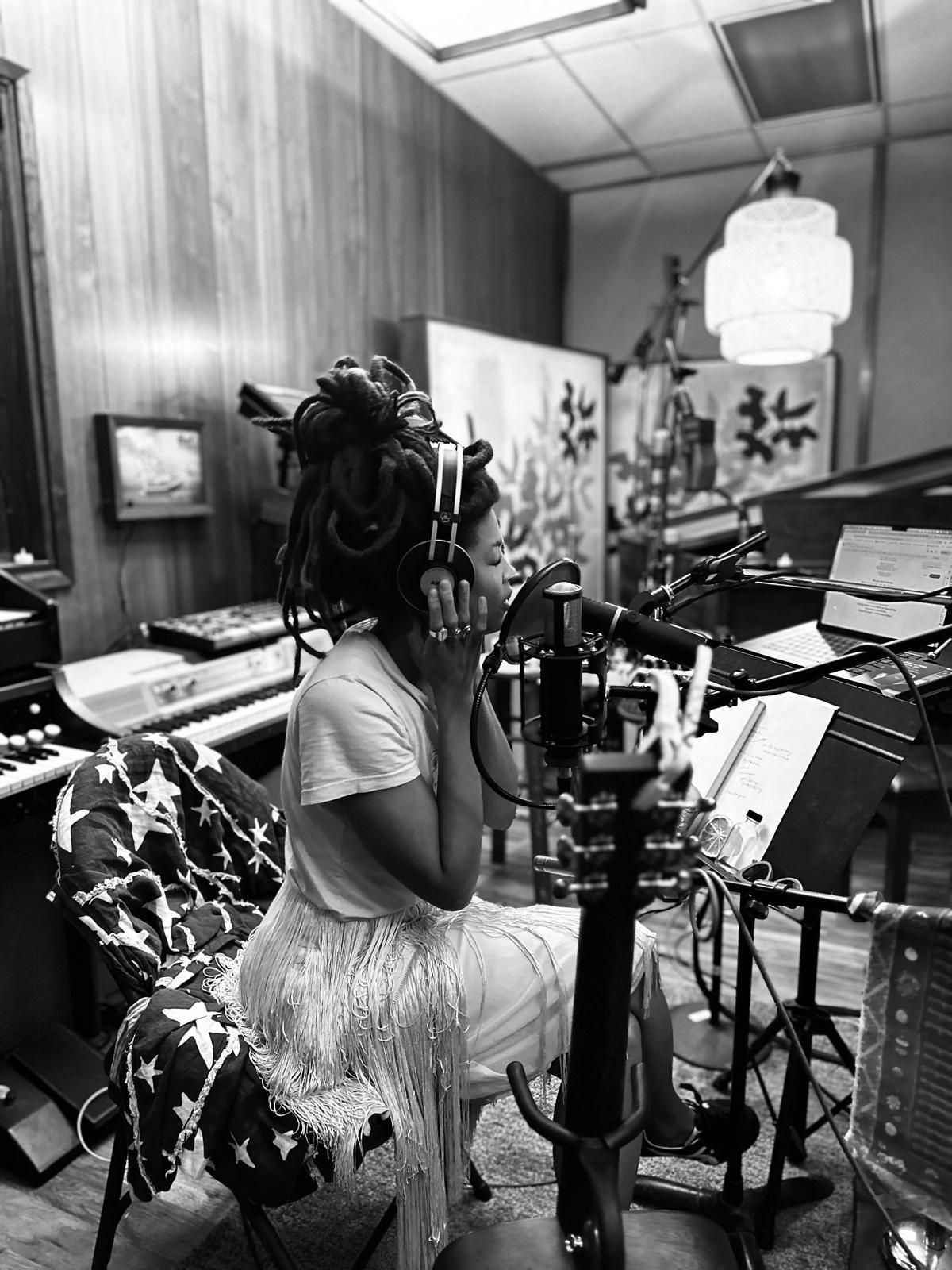 June recording a song. (Photo: Dr Ietef Vita)