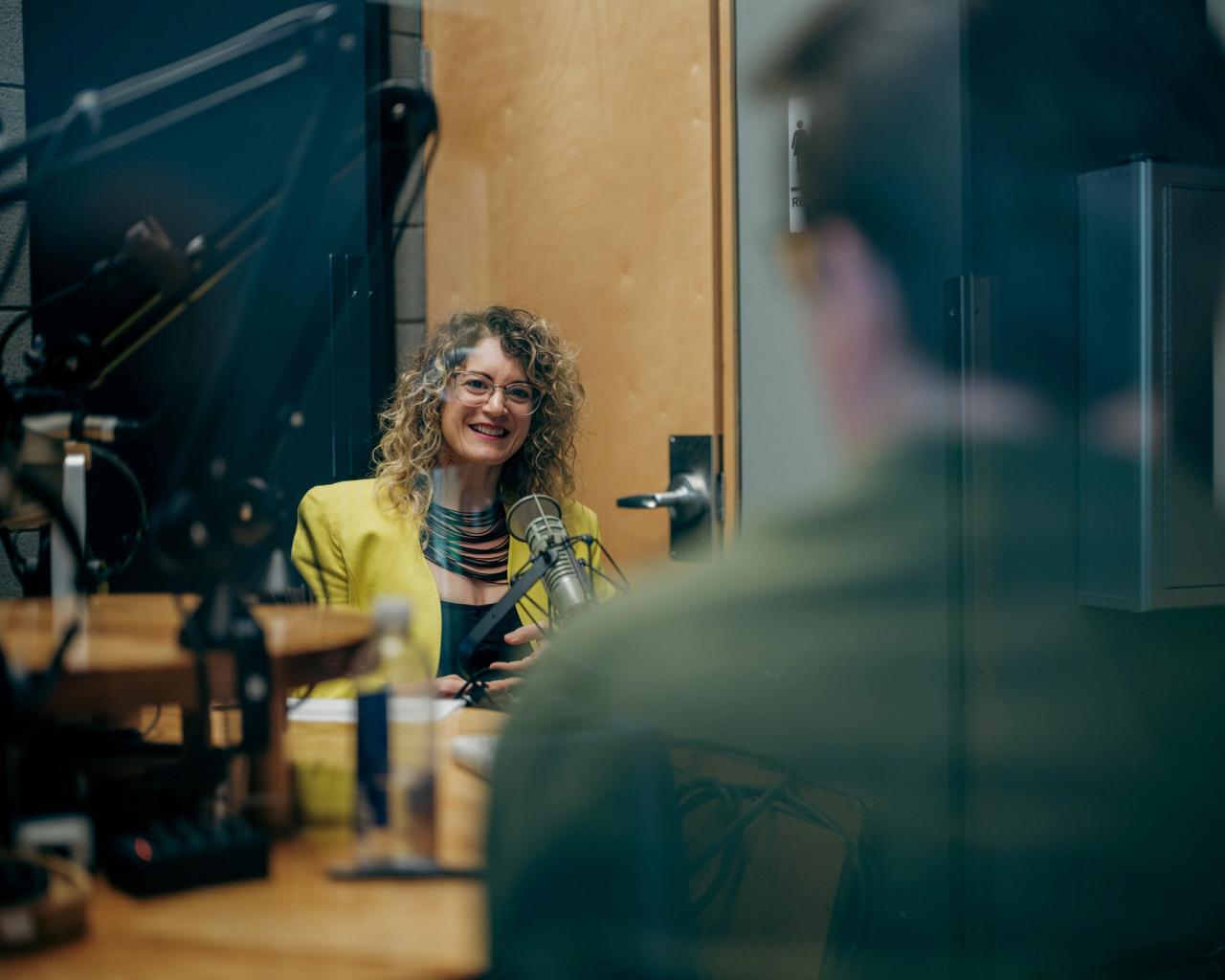 Walker and Bailey during the recording of this episode of Time Sensitive. (Photo: Benjamin Rasmussen)