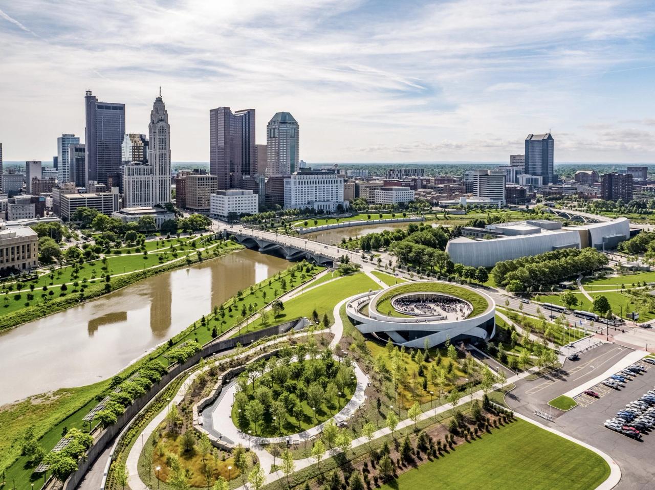 The exterior of the National Veterans Memorial and Museum (2018) in Columbus, Ohio, designed by Allied Works. (Photo: Jeremy Bitterman. Courtesy Allied Works)